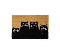 fisura. - Tapis intérieur en Noix de Coco. Paillasson antidérapant en PVC. Paillasson Original Peint à la Main. Taille : 70 cm x 40 cm. (Chats, Noirs)