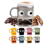 fisura. - Tasse originale à offrir “yeux”. Tasse avec support à biscuits argentée. Tasse en céramique avec espace pour biscuits. Capacité de 240 ml. Style élégant.