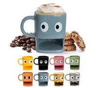 fisura. - Tasse originale à offrir “yeux”. Tasse avec support à biscuits bleu. Tasse en céramique avec espace pour biscuits. Capacité de 240 ml. Idée cadeau.