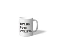 Fisura - Tasse originale blanche. Tasse amusante « Je suis un puto touriste » Tasses avec phrases amusantes petit-déjeuner grand capacité : 320 ml Porcelaine