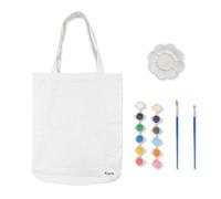 Fisura - Tote bag en coton uni personnalisable DIY. Sac cabas créatif 100% coton. Mesures: 43 x 37 cm. 12 couleurs, 2 pinceaux et 1 palette de mélange.