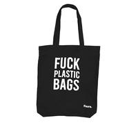 Fisura - Tote bag “f*cking plastic” noir. Sac en coton 100%. Sac tote original. Sac de courses en coton. Sac totebag noir. 43 centimètres x 37 centimètres