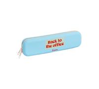 Fisura - Trousse en Silicone Originale “Back to The Office”, Trousse Multifonction Bleue Douce et Flexible, Porte-stylos de Bureau avec Fermeture éclair, Organisateur de Papeterie 20 x 5 cm