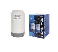 Fisura - Vase décoratif Moderne Please Don’t Die. Vase à Fleurs avec Message. Vase en céramique Blanc et Gris. Vase Original. Taille : 25,2 centimètres x 15,3 centimètres