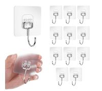 Fisynug Crochet Adhésif-12 Pcs Grand Crochets Adhesifs Transparent Auto Adhesif 20 kg (max), Pour Accroche Salle de Bain,Cuisine,Plafond,Accrocher,Mural,Porte,Peignoirs,Porte Serviette