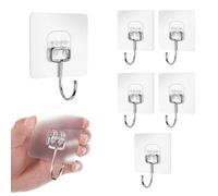 Fisynug Crochet Adhésif-6 Pcs Grand Crochets Adhesifs Transparent Auto Adhesif 20 kg (max), Pour Accroche Salle de Bain,Cuisine,Plafond,Accrocher,Mural,Porte,Peignoirs,Porte Serviette