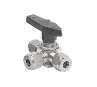 Fit 14mm OD Tube Tee L-Port Ball Valve Compression Union 304 Stainless