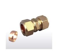 Fit 14mm Tube OD Brass Compression Union Fitting With Copper Ferrule Ring Water Gas Oil