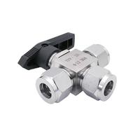 Fit 3/4/6/8/10/12-20mm 1/8" 1/4" 3/8" 1/2" OD Tube Tee L-Port Compression Ball Valve 304 Stainless Water Gas Oil(16mm)