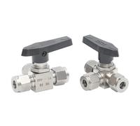 Fit 3 6 8 10 12mm 1/8" 1/4" 3/8" 1/2" OD Tube Tee L-Port Ball Valve Compression Union 304/316 Stainless Propane(14mm,SS316_L-PORT)