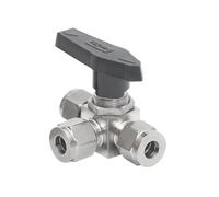 Fit 3 6 8 10 12mm 1/8" 1/4" 3/8" 1/2" OD Tube Tee L-Port Ball Valve Compression Union 304/316 Stainless Propane(12.7mm)