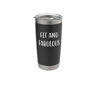 Fit and Fabulous Funny Fitness Statement Gym Humour Gobelet isotherme en acier inoxydable double paroi
