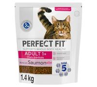FIT - Croquettes pour Chat Adulte Stérilisé Saumon Perfect | Savoureux et onctueux | pour Un Repas équilibré | Le Sac de 1.4kg | Lot DE 3
