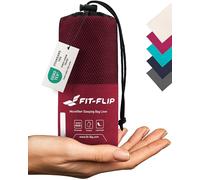 Fit-Flip Drap de Sac de Couchage Microfibre - a Viande de 310 g avec Compartiment Oreiller ajouté - Microfibre - 1 Personne - Drap de Voyage Leger (Couleur: Vin Rouge)