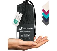 Fit-Flip Drap de Sac de Couchage Microfibre - a Viande de 310 g avec Compartiment Oreiller ajouté - Microfibre - 1 Personne - Drap de Voyage Leger (Couleur: Gris Foncé)
