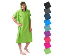 Fit-Flip Poncho de Plage Microfibre pour se Changer - Serviette Cabine pour Piscine Adulte et la Natation - de Bain Femme et Homme, Le Surf et la Plage - Taille: L, Vert - Bleu Foncé