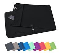 Fit-Flip Serviette de Fitness en Microfibre - avec Poche Zippée et Aimant - Serviettes pour Salle de Sport - Compact, antidérapant et séchage Rapide - Serviette de Sport Musculation - Noir