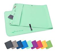 Fit-Flip Serviette de Fitness en Microfibre - avec Poche Zippée et Aimant - Serviettes pour Salle de Sport - Compact, antidérapant et séchage Rapide - Serviette de Sport Musculation - Turquoise