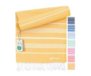 Fit-Flip Serviette de Plage hammam - Fouta en Coton 100% - Drap Turque léger à séchage Rapide, Accessoire Parfait comme Drap de Plage XXL ou paréo - Miel - 100x200cm Sultan