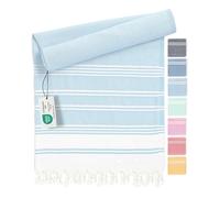 Fit-Flip Serviette de Plage hammam - Fouta en Coton 100% recyclé - fouta Turque à séchage Rapide, pestemal de Bain idéale comme Drap de Plage XXL - Bleu Glacé - 100x200cm Diamond
