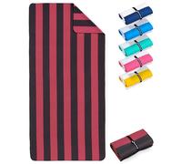 Fit-Flip Serviette de Plage Microfibre Grande - Fine et légère - à séchage Rapide - Drap de Piscine XXL - Serviettes Anti-Sable 100% recy rayé Bordeaux-Gris foncé - 200cm x 90cm