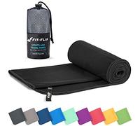 Fit-Flip Serviette Microfibre - pour Le Sport, Musculation et la Piscine - compacte, Ultra-légère et Rapidement sèche - Parfait pour la Natation, la Plage et Le Voyage (50x100cm Noir)