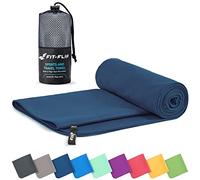 Fit-Flip Serviette Microfibre - pour Le Sport, Musculation et la Piscine - compacte, Ultra-légère et Rapidement sèche - Parfait pour la Natation, la Plage et Le Voyage (100x200cm Bleu Marine)