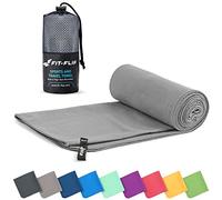 Fit-Flip Serviette Microfibre - pour Le Sport, Musculation et la Piscine - compacte, Ultra-légère et Rapidement sèche - Parfait pour la Natation, la Plage et Le Voyage (100x200cm Gris)