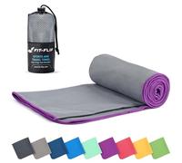 Fit-Flip Serviette Microfibre - pour Le Sport, Musculation et la Piscine - compacte, Ultra-légère et Rapidement sèche - Parfait pour la Natation, la Plage et Le Voyage (100x200cm Gris - Violet)