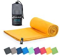 Fit-Flip Serviette Microfibre - pour Le Sport, Musculation et la Piscine - compacte, Ultra-légère et Rapidement sèche - Parfait pour la Natation, la Plage et Le Voyage (90x180cm Jaune)
