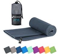 Fit-Flip Serviette Microfibre - pour Le Sport, Musculation et la Piscine - compacte, Ultra-légère et Rapidement sèche - Parfait pour la Natation, la Plage et Le Voyage (90x180cm Gris foncé)