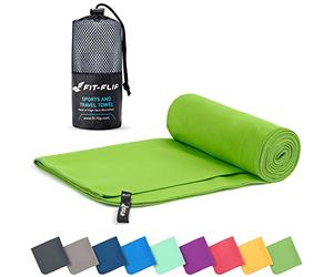 Fit-Flip Serviette Microfibre - pour Le Sport, Musculation et la Piscine - compacte, Ultra-légère et Rapidement sèche - Parfait pour la Natation, la Plage et Le Voyage (30x50cm Vert)