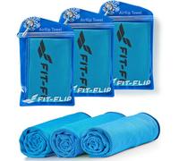 Fit-Flip Serviette rafraîchissante Lot de 3, 100x30cm, Serviette Sport Microfibre rafraîchissante, Airflip Cool Towel - Couleur: 3X Bleu-Bleu foncé, Dimensions: 100x30cm