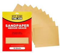 Fit For The Job 10 Grandes Feuilles Papier de Verre à Grains Moyens A4 pour poncer Le Bois, Les Meubles, Le métal, Le plâtre pour la rénovation de la Maison, la décoration et Plus, 230mm x 280mm