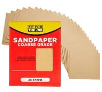 Fit For The Job 25 grandes feuilles papier de verre à gros grains A4 pour poncer le bois, les meubles, le métal, le plâtre pour la rénovation de la maison, la décoration et plus, 230mm x 280mm