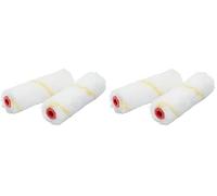 Fit For The Job Lot de 4 mini rouleaux tissés à poils moyens 100mm pour peinture artisanale, finition lisse des peintures-émulsions sur les murs intérieurs et plafonds