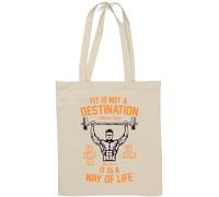 Fit is Not A Destination It is A Way of Life Go Hard Or Go Home Sac fourre-tout en coton naturel Blanc