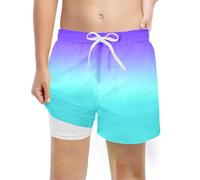 Fit Jean Maillot de bain tendance décontracté pour garçons avec doublure de compression, short de bain extensible pantalons garçons 152, bleu clair, 14-16 ans