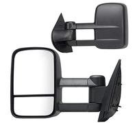 Fit System - 62077-78G Towing Mirror Pair for Avalanche, Silverado 1500, Sierra 1500, Silverado 2500/3500, Suburban, Tahoe, Sierra 2500/3500, Silverado Hybrid, Sierra Hybrid, Dual Lens, Black, Manual