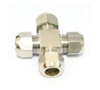 Fit Tube O/D 12 mm Croix 4 voies Virole en laiton Raccord de tuyau d'air pneumatique