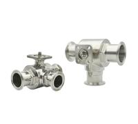 Fit Tube O.D 19-51mm Triple Clamp 1.5 "2" 304/316L Stainless Steel Sanitary T/L Port 3-way Sanitary Ball Valve Without Actuator(SUS316L,T-PORT_51MM FERRULE 64)