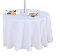 Fitable Nappe de Table d'extérieur et d'intérieur, Lavable, imperméable, Infroissable, avec Fermeture éclair et Trou pour Parapluie, pour Printemps/été/fête/Pique-Nique/Barbecue/terrasse, Blanc 60R