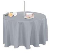 Fitable Nappe d'intérieur/extérieur avec trou pour parasol et fermeture à glissière, étanche, infroissable et lavable, pour printemps/été/fête/pique-nique/barbecue/terrasse, ronde, gris argenté 70R