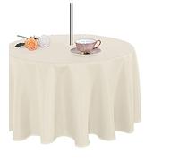 Fitable Nappe d'intérieur/extérieur avec trou pour parasol et fermeture à glissière, étanche, infroissable et lavable, pour printemps/été et fêtes/piques-niques/barbecues/terrasses, ronde, beige 70R