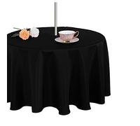 Fitable Nappe ronde d'extérieur et d'intérieur - Nappe lavable, imperméable, infroissable avec fermeture éclair et trou pour parapluie - Pour printemps/été/fête/pique-nique/barbecues/terrasse - Noir