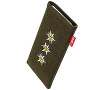 fitBAG Trachten Edelweiss en Tissu Pochette customisée adaptée Housse de Protection pour Ledger STAX | Nettoyage de l’écran | Fabriqué en Allemagne