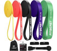 FitBeast Bande de Résistance avec Ancrage de Porte et Coussinets de Poignée,5 Niveaux de Force(5 Bandes Incluse) pour Fitness, Calisthenics, Yoga, Pilates de Mobilité et d'Étirement