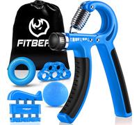 FitBeast Hand Grip Musculation Avant Bras - Pack de 5, Poignet Ajustable, Étireur de Doigts, Anneau d’Exercice et Balle Anti-Stress