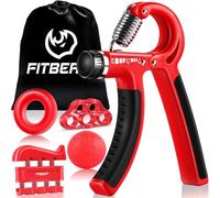 FitBeast Hand Grip Musculation Avant Bras - Pack de 5, Poignet Musculation Ajustable, Grip Musculation Main, Étireur de Doigts, Anneau d'exercice et Balle Anti-Stress