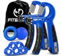 FitBeast Kit d'Entraînement pour Renforcer Prise en Main 5 Pièces, 2 Résistance Ajustable pour Avant-Bras, Étireurs de Doigts, Anneau de Préhension et Balle de Soulagement du Stress (Bleu Foncé)